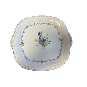 Nikko Square Floral Serving Plate With Blue Peony & Yellow Flower Design